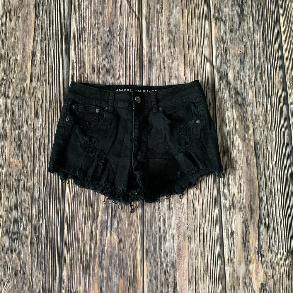 Black Stretch American Eagle Jean Shorts